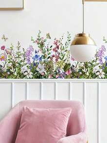 2 件春季花卉和植物图案自粘墙贴；PVC 蝴蝶墙贴；可移除墙面装饰贴纸，适用于卧室、客厅、门廊、家居装饰房间装饰 - 彩色 - 查看 5