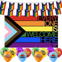 Pride Decorations Rainbow Gay Pride LGBTQ Flag Progress Pride Trans Bunting Banner Balloons 3x5ft Progress Gay Pride Banner For LGBT Party Parades Carnivals Festival Decorations Outdoor Indoor - 1 - View 1