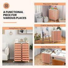 20 Drawers Rolling Cart, Mobile Storage Drawer Cart, Classroom Organizer Cart For Office School Supplies Tools Scrapbook Paper Craft Small Printer, Utility Cart On Wheels, Peach - Peach Fuzz - View 5