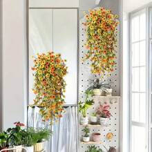 1pc Artificial Hanging Flowers, UV Resistant Hanging Violet Decoration, Plastic Flower Hanging Basket For Wedding, Home Decoration, Porch Garden Decoration, Outdoor Yard, Patio And Window Decoration