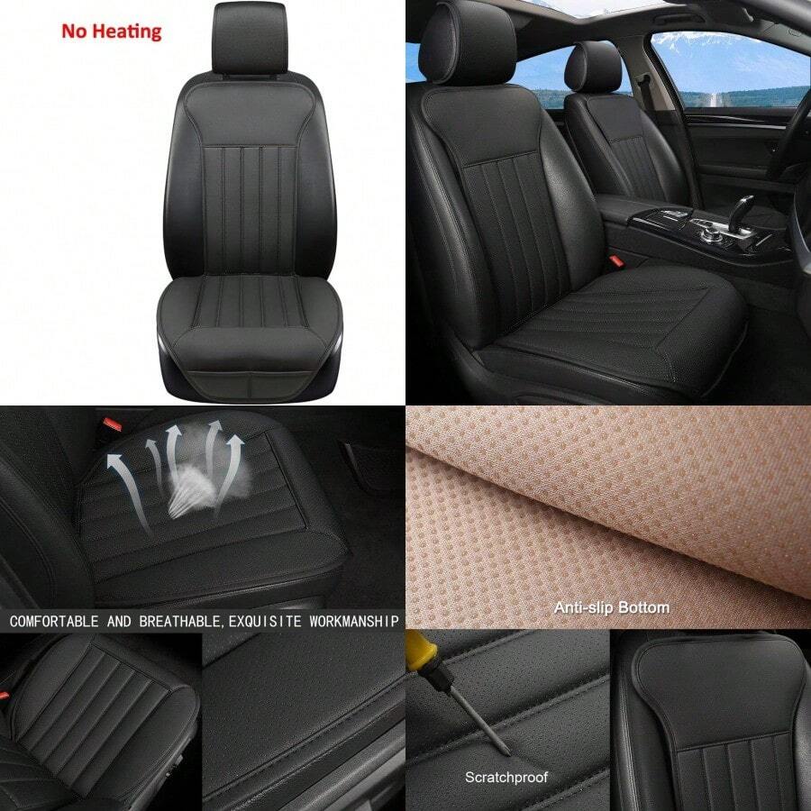 Car Seat CoversFour Season Universal AntiSlip Front Seat Covers With Backrest 2PCBlack - 2PC-Black - View 1