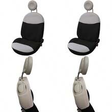 Pair Of Front Seat Covers Compatible With Fiat 500 From 2007 In Then Black Cream - Black/Cream - View 1