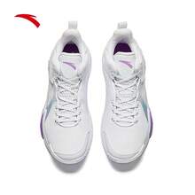 Anta Zapatos de baloncesto para hombres para exterior de hormigón, zapatillas de baloncesto profesionales con amortiguación, transpirables y antideslizantes - Anta Blanco/Loto Morado -2 - Ver 3