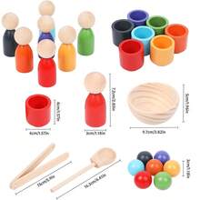 Baby Montessori Wooden Toy Rainbow Ball And Cups Color Sorting Games For Learning Color Sorting And Counting,Fine Motor Early Education Learning Toys Gifts For Children(Random Style)(Random Color) - Multicolor - View 11