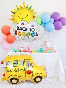 1 件/2 件开学气球套装，包含云朵和巴士主题气球，适用于开学第一天教室装饰、欢迎返校派对、生日派对、拍照道具、室内和室外装饰