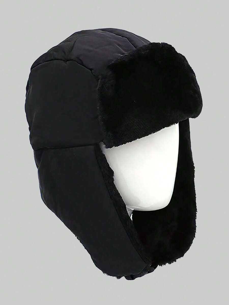 1pc Velvet Trapper Hat, Warm Ear Protection Waterproof Hunting Cap For Winter Winter Outfits