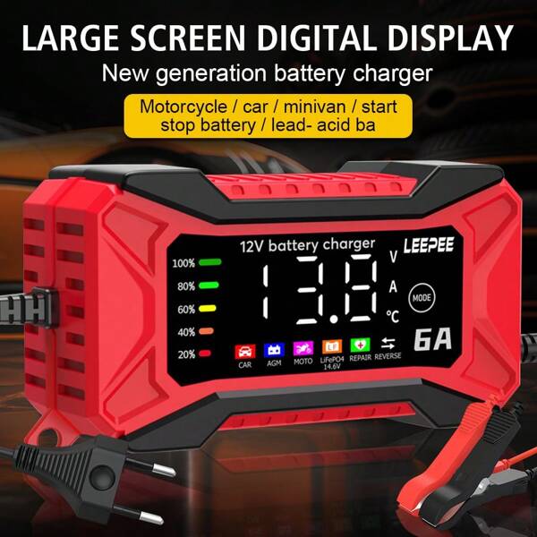 Smart Car Battery Wet Dry Lead Acid Battery Moto Truck Battery Charger 220V Power Puls Repair Charger LED Display 12V 2A Car Battery Charger