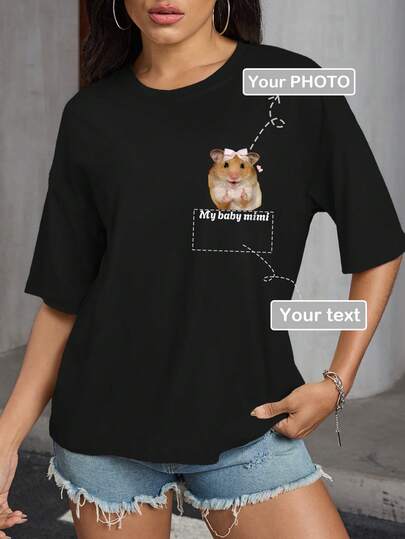 カスタマイズ可能な個性的なギフト、オリジナルレディースTシャツ、テキストと写真(パターン/ロゴ/家族写真/セルフィー/ペット/カップル写真)を追加、自分だけのオリジナルプリントTシャツをデザイン、ガールフレンド、カップルデートシャツなどのギフトに。記念日、母の日、誕生日、休日に最適な家族や友人へのギフト、ヒップスター、カジュアル、ミニマルシック、パーソナライズ