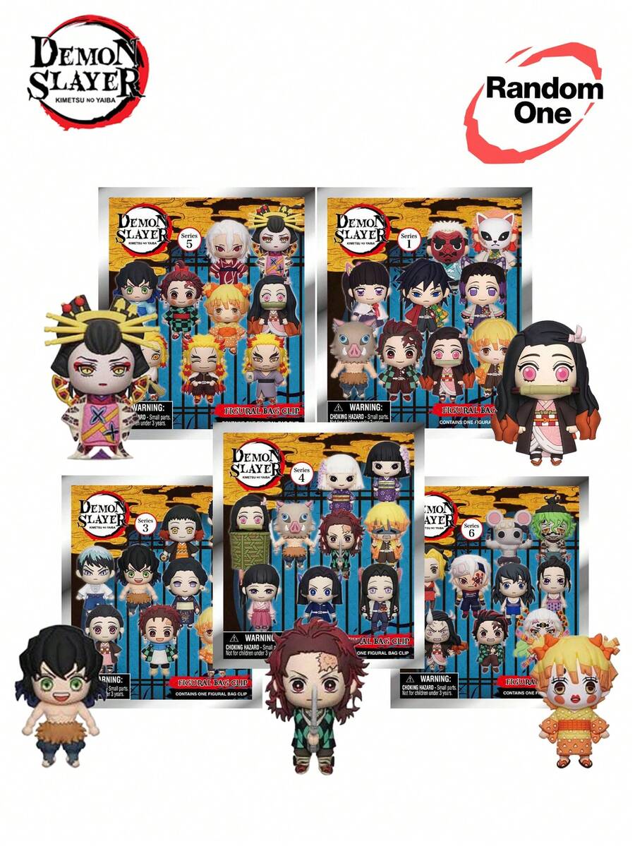 Aniplex 1pc Official Authorized PVC Blind Box, Series 1/3/4/5/6, Anime Bag Charm Keychain Collectible Figurine, Fan Gift, Random Character (Nezuko, Zenitsu, Inosuke, Tengen, Muichiro, Mitsuri Or Others), Cute Keychain Accessory, School Supplies - Multicolor - View 1