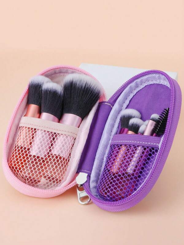 10pcs Mini Makeup Brushes Set, Including Eye Shadow, Highlight Brushes, Portable Short Handle Small Brushes, Suitable For Beginners And Powder