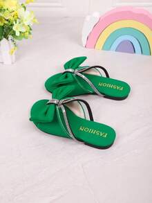 2025 Spring & Summer Children's Fashion Casual Outdoor Wear Butterfly Rhinestone Versatile Sandals, Kids' Beach Slippers - Green - View 3