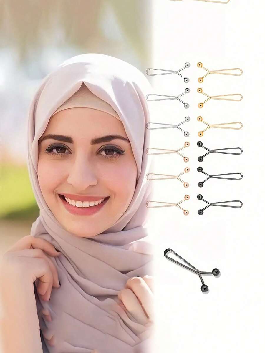 12pcs Women's Simple Hair Clips, Scarf Clips, Headband Pins, Silk Scarf Clips, Headwear Fastener Clips For Dress - A - View 1