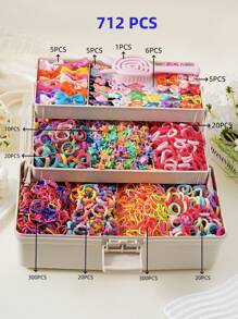 712pcs/Set Colorful Butterfly Hair Clips, Hair Ties & Accessories Set - Simple Princess Hairstyle Headbands, Hair Scrunchies, Combs, Massage Brushes, Suitable For Teenage Girls Daily Use And Gift