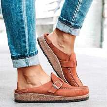 Zapatillas de corcho para mujer, zuecos suaves para mujer, zuecos-mulas para mujer, pantuflas de casa con soporte para el arco y ajuste ajustable. - Marrón - Ver 5