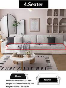 1pc Stretch Sofa Cover, Non-Slip Full Coverage Sofa Seat Cover, Suitable For All Seasons, Furniture Sofa Cushion Cover, Fabric Thickened Sofa Blanket, Machine Washable, Dust-Proof, Pet-Friendly, Plush Fabric, Light Gray, Suitable For Bedroom, Office, Living Room, Sectional Sofa And 1/2/3/4 Seater Sofa - Light Grey - View 20