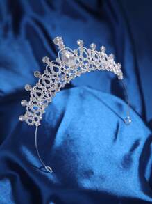 1pc Rhinestone Decor Tiara Crown, Suitable For Wedding, Birthday Party, Banquet And Other Occasions