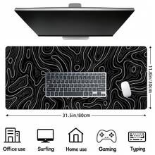Large Black & White Terrain Graphics Gaming Mouse Pad With Stitched Edges, Non-Slip Rubber Base, Perfect For Computers, Laptops, And Office Desks, Large Mouse Pad