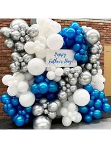 50pcs Metal Blue Balloons 12/10/5 Inches, Chrome Blue Latex Balloons Used For Graduation Baptism Shower Party Birthday Party Decoration Balloons