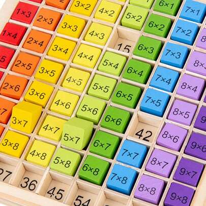 Tablero de multiplicación de madera de 99, tabla mnemotécnica, bloques de construcción, juguetes de aprendizaje temprano de madera para niños, ayudas didácticas, tabla de cálculo de 99 (algunos accesorios vienen en color aleatorio)