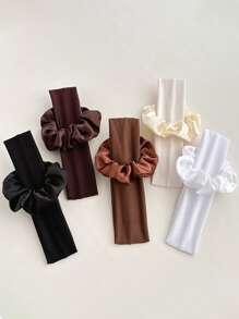 2pcs Set Solid Color Casual Synthetic Hair Scrunchies, Fashion Accessories, Suitable For Women All Seasons