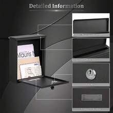 Wall-Mount Mailbox For House Mail Box Galvanized Steel Rust-Proof Metal Post Box - Black - View 10