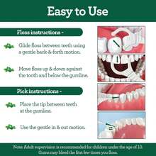 2 In 1 Dental Floss Picks - Non-Slip Grip Handle, Slide Easy, No Break Or Shred Flosser - Complete Oral Care With Interdental Pick For Healthy Teeth & Gums - Mint Flavor, 40 Count (1 Pack) - 40 Đếm - Xem 6