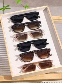 6pcs Women's Plastic Aviator , Unique Double Beam Design, Colored Lenses, Personalized Retro Fashion Glasses Set, Suitable For Outdoor Driving, Golf, Beach And Other Occasions - Nhiều màu - Xem 4