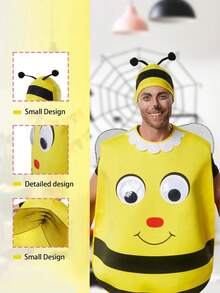 2 piezas Disfraz de animal de dibujos animados divertido, Disfraz de cosplay de abeja de talla grande para fiesta, evento, celebración y disfraz de Halloween