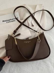 Fashionable Solid Color Letter Versatile Simple Armpit Women's Crossbody Bag Elegant Chain Shoulder Bag, Suitable For Shopping, Wallets, Shopping, Young Women, College Students, Newcomers, White-Collar Workers. They Are Very Suitable For Offices, Universities, Work, Business, Commuting, Outdoor Activities, Travel, And Outings