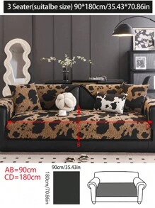 1pc Versatile Sofa Cover, Modern Minimalist Anti-Skid Sofa Cushion Cover, Dust-Proof & Washable, Brown Fashion Soft Non-Fading Fur Pet Friendly Protector For Living Room, Bedroom, Office, Adjustable For Corner Sofa, L-Shaped Sofa & 1-4 Seater Sofa
