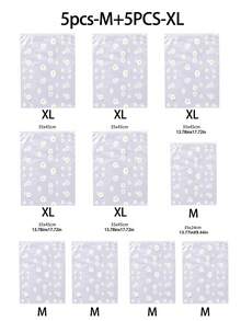 PEVA材质衣物收纳袋，雏菊印花旅行收纳袋，透明PVC衣物分类袋，防水拉链内衣收纳袋，日常雏菊图案家居衣物收纳盒，磨砂透明收纳袋，运输包装袋，适用于收纳T恤、衬衫、鞋子、文件、衣物，可重复使用磨砂密封袋，节省空间的旅行收纳袋，卧室衣物收纳整理盒，衣柜收纳整理盒 - 彩色 - 查看 19