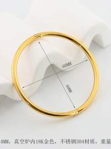 1pc Women 18K Gold Plated Stainless Steel Smooth Plain Bangle Bracelet