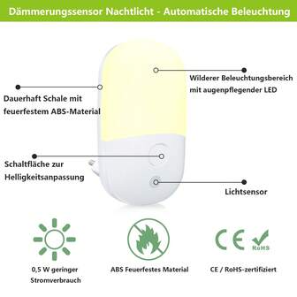 BABYLIYA 3-Level Dimmable LED Night Light With Dusk To Dawn Sensor/Motion Sensing, Warm White Light, ABS Small Nightlight For Entryway, Bedroom, Hallway, Bathroom Lighting