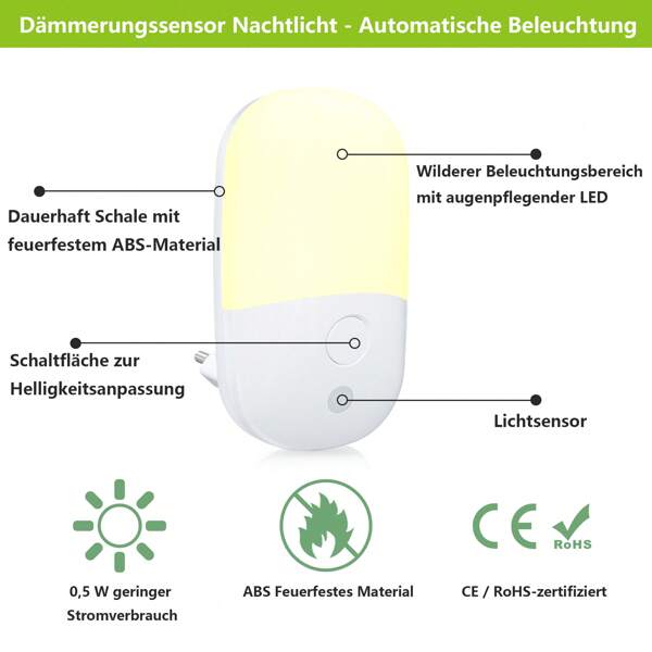 BABYLIYA LED Night Light With Dusk To Dawn Sensor/Motion Sensor, 3 Brightness Levels, Warm White, ABS Small Nightlight For Entrance, Bedroom, Hallway, Corridor, Bathroom Night Lighting
