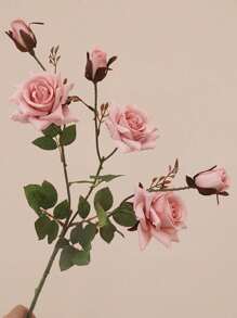 Retro Style Autumn Color Single Branch 3 Head Autumn Corner Rose Wedding Floral Arrangement Background Home Decoration Flower Arrangement Fake Flower Simulation Rose