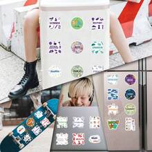 55Pcs School Subject Stickers Vinyl Aesthetics Motivational Stickers Scrapbook, Journaling, Laptop, Bumper, Skateboard, Water Bottles, Computer, Phone, Cartoon, Hard Hat, Car Stickers - Multicolor - View 8