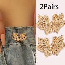 1/2/3/4对多色可调节蝴蝶腰带扣,可拆卸无缝,可改变牛仔裤腰围尺寸,无需缝制腰带扣腰部配饰,母亲节 - 彩色 - 查看 20