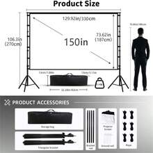 GAINVANE Hot Selling Items In The Middle EastPortable Projector Screen, 16:9 4K HD Wrinkle-Free Polyester Matte Screen With 160° Viewing Angle, Supports Front & Rear Projection, Lightweight And Easy To Assemble - White - View 8