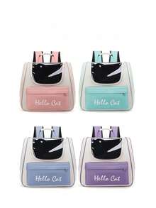 1pc Cat Carrier Backpack, Portable Pet Carrier Outdoor Breathable Large Capacity - Multicolor - View 2