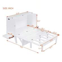 Full Size Murphy Bed With USB Port And Removable Shelves On Each Side,White-GEFCWW - Multicolor - View 5