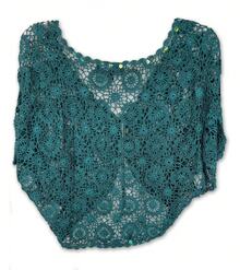 WOMEN'S CROCHET TIE FRONT TOP WITH SEQUIN TRIM - MÀU NƯỚC - Xem 2