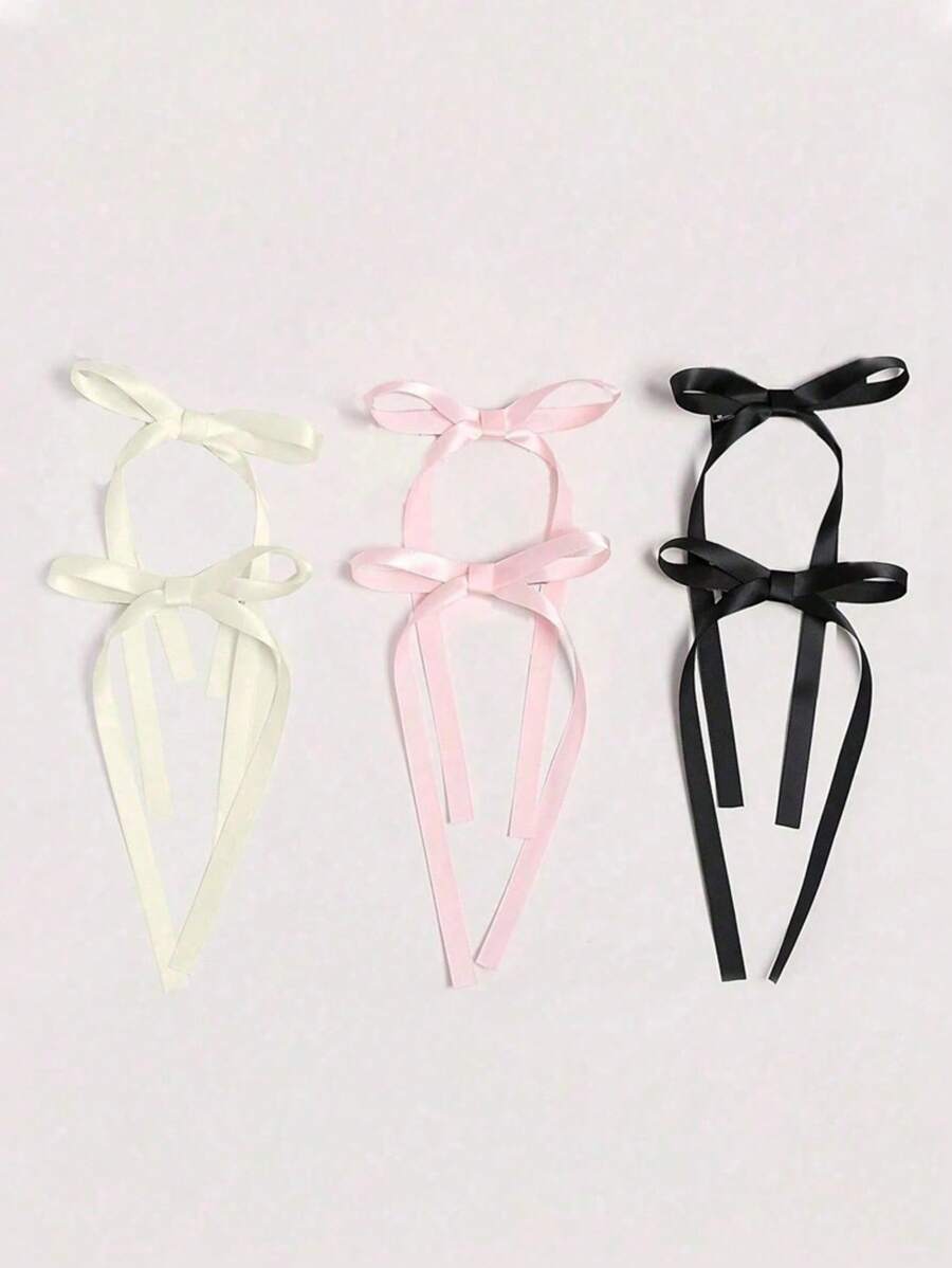 6pcs Women's Polyester Ribbon Bowknot Hair Clips, Multi-Color Fashion Hair Accessories Hairpins, Sweet Cute Lace Barrettes, Elegant Ballerina Y2K Hair Decor Supplies, Suitable For Daily Use Claw Clips, School Stuff, College