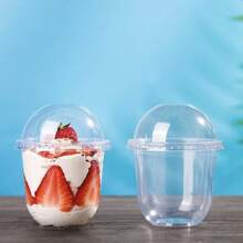 10pcs/20pcs/30pcs 250ml/360ml/500ml Round Mousse Cups With Lids, Dessert And Party Food Containers, Covered Food Containers Suitable For Desserts, Cakes, Fruits, Living Room, Kitchen And Office, Wedding, Party, Birthday, Holiday And Party Supplies