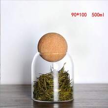 1 个玻璃储物罐，带软木盖，适用于储存茶叶、鲜花、坚果、糖果等。圆形软木密封储物罐，花果茶，咖啡豆展示瓶，厨房必备整理用品