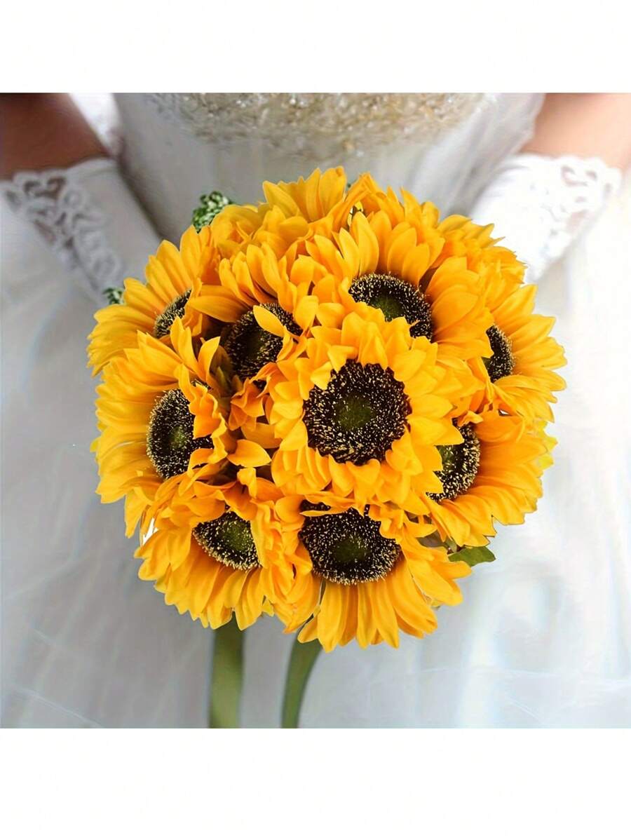 7 piezas, flores de girasol realistas para manualidades DIY y decoración del hogar - Flores artificiales en floración para ramos de novia y decoraciones de mesa. Adecuado para decoración de verano, decoración del hogar, decoración del dormitorio, decoración de la casa, decoración de la sala de estar, decoración de la habitación, decoración de cumpleaños, decoración de bodas