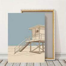 1 Stück/3 Stücke Vintage Küstenwand Kunst Dekor Poster Minimalistischer Palmbaum & Surfbrett Küsten Landschaft Leinwanddrucke Mode Gemälde für Wohnzimmer Schlafzimmer Büro Studentenwohnheim Wandhintergrund Design Bild mit optionalem Rahmen, Wandkunst mit Rahmen - Verschiedenfarbig - Übersicht 5