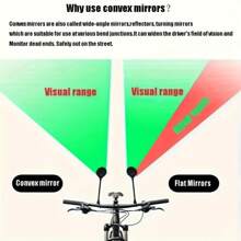 Miroir rétroviseur de vélo 360° rotatif et réglable, lentille grand angle, bras long flexible pour une installation facile, convient pour les vélos de montagne, les scooters électriques et les véhicules légers - Cadre en ABS noir, accessoires de pédale Miroir ovale Accessoire de sécurité, pièces de vélo