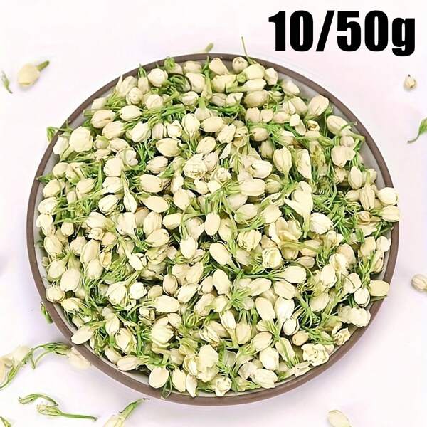 10/50g Dried Jasmine Flowers - Premium Eternal Fragrant Blooms For Home Decor, Party Arrangements, Living Room, Bathroom Decor - Ideal For Christmas, Halloween, Valentine's Day, Mother's Day, Graduation Gifts, Weddings - Natural- Non-GMO, Long-Lasting Plant Material, Handcrafted, Artistic, Air-Purifying, Aromatic ﻿