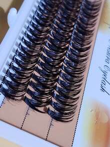 600pcs Thick C Curl 9-13mm Mixed Black DIY Eyelash Extension Kit, Creates Fluffy Natural-Looking Lashes, Includes DIY Eyelash Glue, DIY Remover, And DIY Eyelash Extension Tools - D - View 3