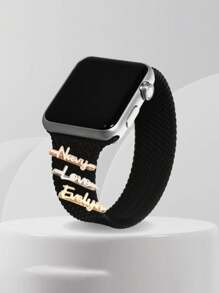 Customized 1pc Personalized Name Watch Accessory, Customized Glamorous Gold Watch Strap, Gift For Valentine's Day, Christmas, School, Her, Father's Day, Birthday, Halloween (Customization Note: Only English Is Accepted, Other Languages Will Be Translated To English),School Supplies,Back To School,School Gift,For Office,For School,For Classroom,For Teacher Gifts,For University,For Colleague,For Dorm Rooms,For Teacher,For Boys And Girls,For Teenagers,Junior High School Students,Middle School Students,High School Senior High School Students,College Students,University Students,Freshman,Sophomore,Underclassmen,Delicate Romance, Urban Chill, Look Glamour